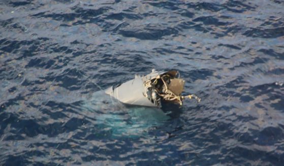 Debris believed to be from a U.S. military Osprey aircraft is seen off the coast of Yakushima Island in Kagoshima Prefecture in Japan Wednesday.