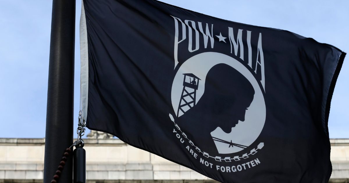 A POW/MIA flag is flown in Olympia, Washington, on National POW/MIA Day - Sept. 20, 2013.