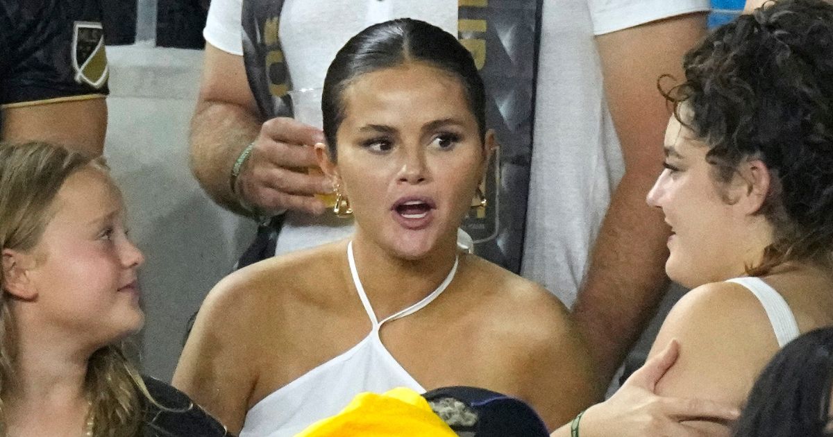 Selena Gomez in the crowd at a soccer game
