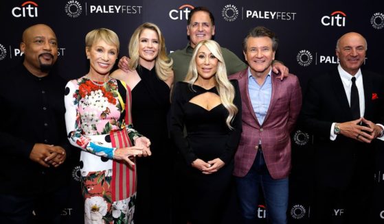 The "Shark Tank" cast and Sara Haines pose for a photo during PaleyFest NY 2023 in New York City on Oct. 16. One longtime cast member has announced he will be leaving the show.