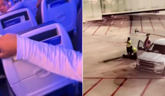 A Southwest Airlines passenger captured video of an incident in which a man left the aircraft through the emergency hatch and was apprehended on the tarmac.