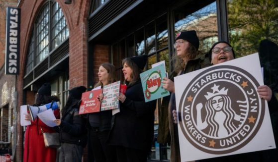 tarbucks workers strike Thursday outside a Starbucks coffee shop in the Brooklyn borough of New York City. Dubbed the "Red Cup Rebellion," the one-day strike coincided with a popular annual event in which Starbucks hands out reusable cups with holiday drink purchases.