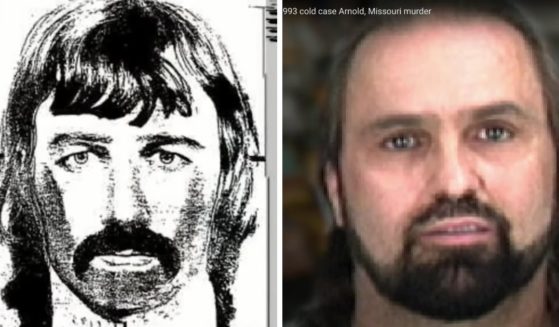 A sketch of the suspect, left, is seen next to a photo of Loril Harp, right.