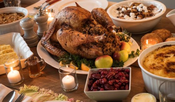 A Thanksgiving dinner is set out on a table in this stock photo. Under the Biden administration, Thanksgiving dinner will cost Americans 25 percent more than under the Trump administration.