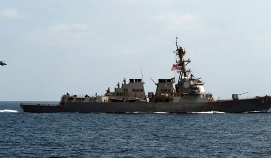 the USS Mason conducting maneuvers as part of a exercise in the Gulf of Oman