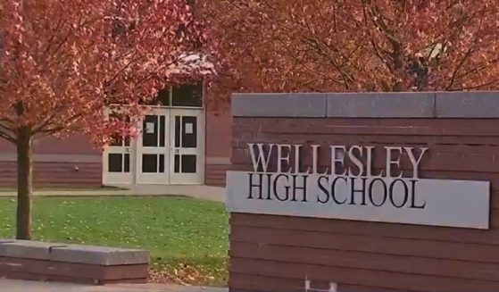 The exterior of Wellesley High School in Wellesley, Massachusetts.