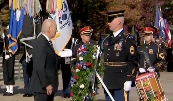 President Joe Biden is seen Saturday while visiting Arlington National Cemetery.