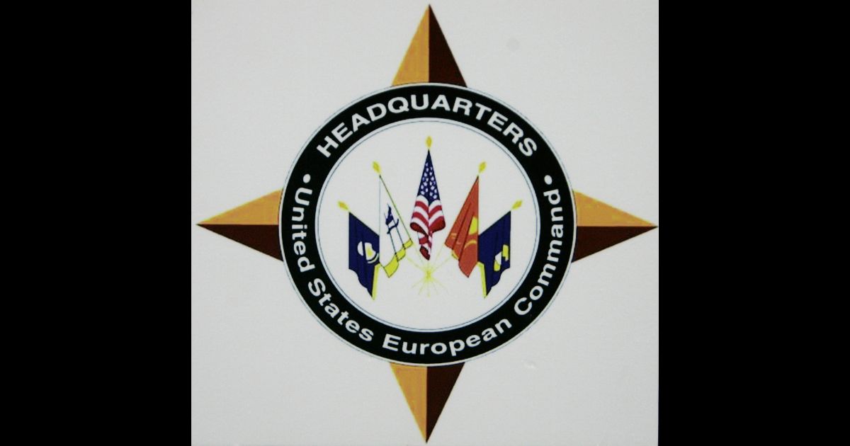 The logo of the headquarters of the US European Command (US EUCOM) is seen in the Patch Barracks in Stuttgart, southwestern Germany, Dec. 4, 2006.