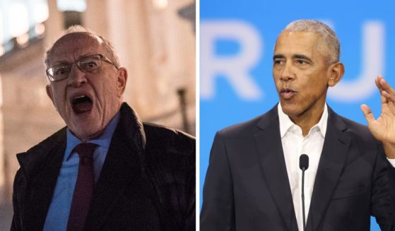(L) Attorney Alan Dershowitz leaves the U.S. Capitol on January 29, 2020 in Washington, DC. (R) Former President Barack Obama speaks to attendees at the Obama Foundation Democracy Forum on November 3, 2023 in Chicago, Illinois.