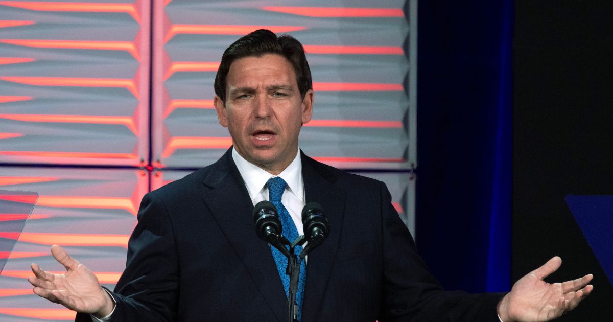 Republican presidential candidate Florida Gov. Ron DeSantis speaks during the Florida Freedom Summit at the Gaylord Palms Resort on Saturday in Kissimmee, Florida.