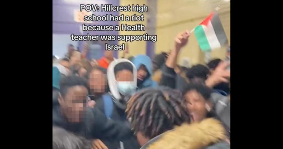 This Twitter screen shot shows students at a New York school, who allegedly rioted after a teacher expressed views in support of Israel.