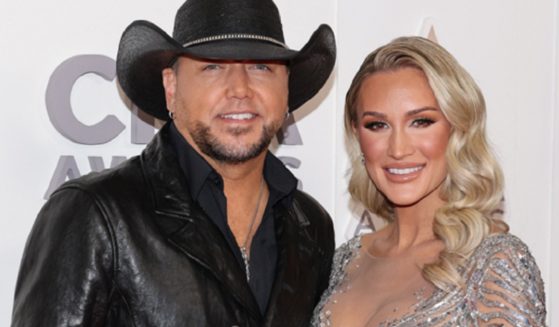 Jason Aldean and Brittany Aldean, pictured in a November 2022 file photo from the annual CMA awards in Nashville.
