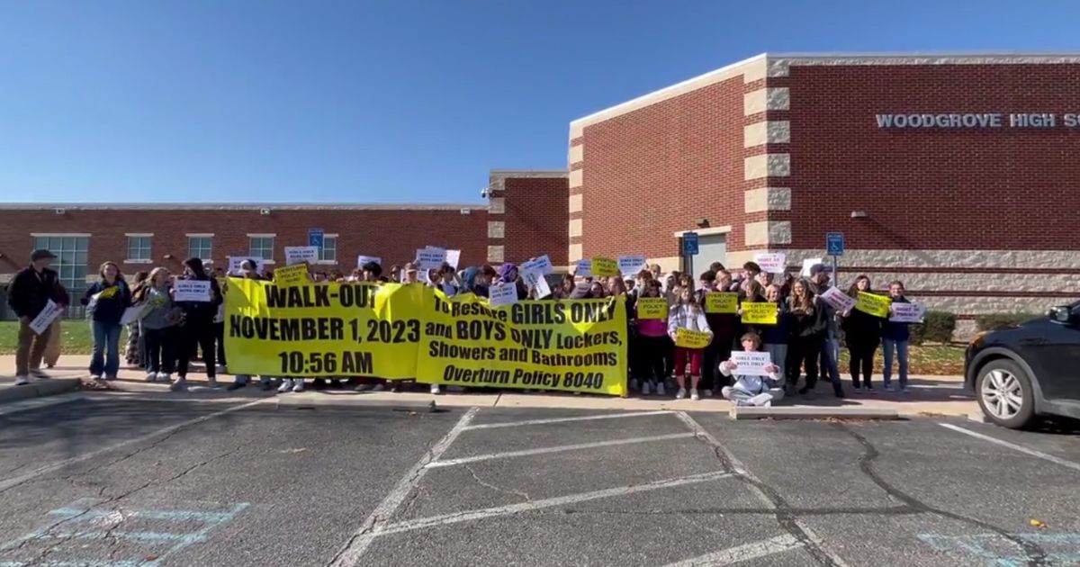 This Twitter screen shot shows a student protest at Woodgrove High School in Virginia.