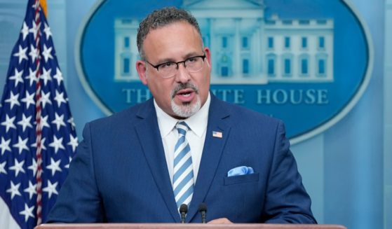 Education Secretary Miguel Cardona speaks in a file photo from the White House in June.
