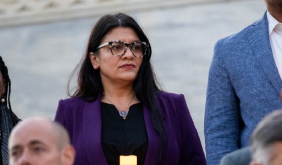 U.S. Rep. Rashida Tlaib takes part in a candlelight vigil Nov. 7, marking the one-month point since the Hamas terrorist attack on southern Israel. Later that day, the House voted to censure Tlaib for her comments in the wake of the attack.