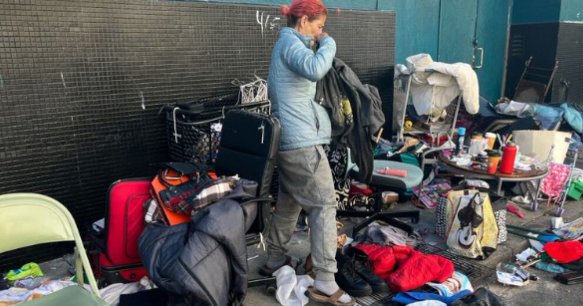 The above image is of a homeless individual in San Francisco.