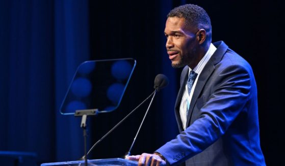 Michael Strahan speaks onstage during The Buoniconti Fund to Cure Paralysis’ 38th Annual Great Sports Legends Dinner, at the Marriott Marquis on Oct. 16.