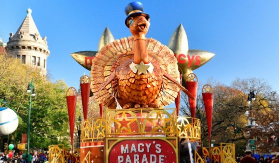 Tom Turkey by Macy's float is waiting for the parade to start during 96th Macy's Thanksgiving Day Parade on Nov. 24, 2022, in New York City.