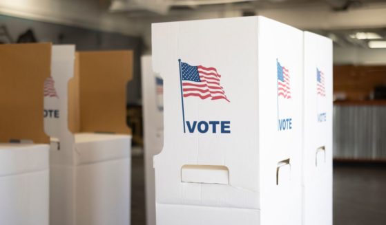 The above stock image is of a voting booth.