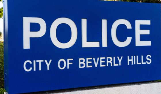 A Beverly Hills Police sign is pictured in Beverly Hills, California, in 2012.
