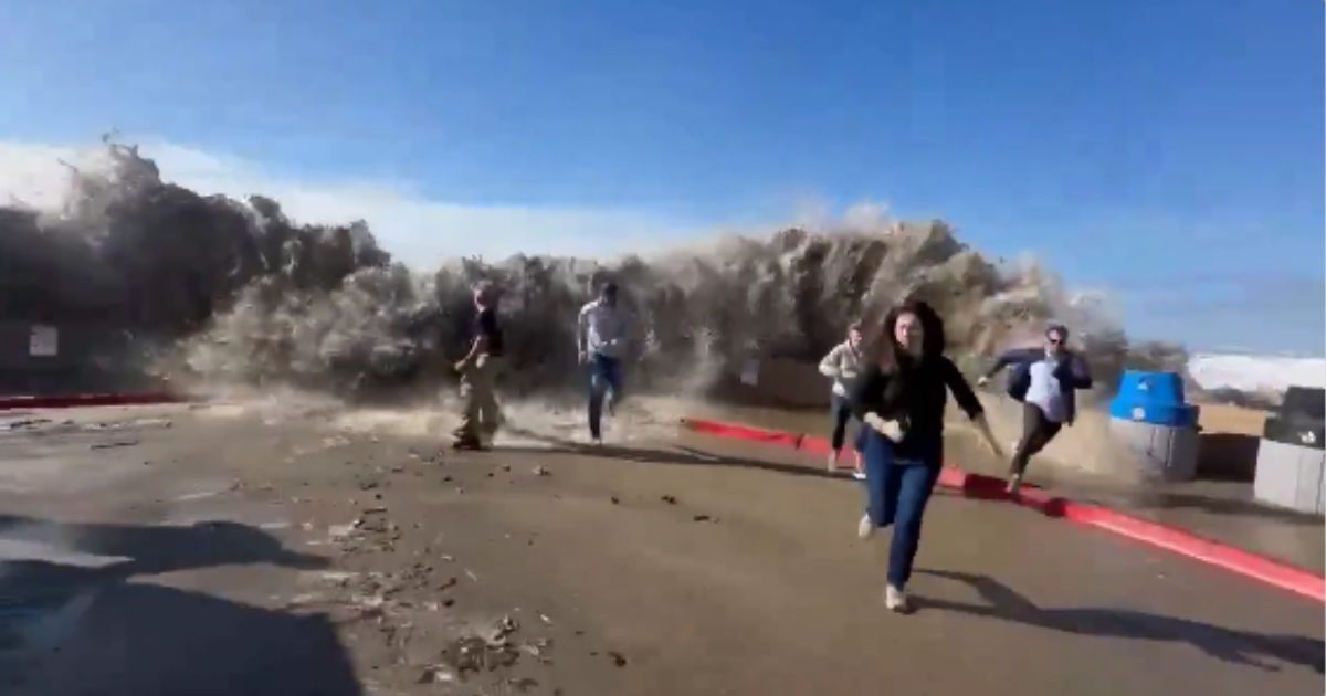 A massive rogue wave slammed into shore in Ventura, California, on Thursday, injuring nine.