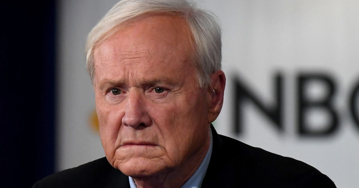 Then-MSNBC host Chris Matthews waits to go on the air inside the spin room after the Democratic primary debate in Las Vegas, Nevada, on Feb. 19, 2020. On Tuesday, Matthews compared dealing with rural Americans to "fighting terrorism."