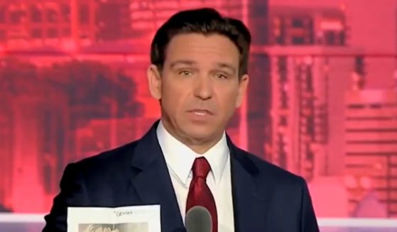 Florida Gov. Ron DeSantis holds up images from "Gender Queer: A Memoir" during his Fox News debate with California Gov. Gavin Newsom.