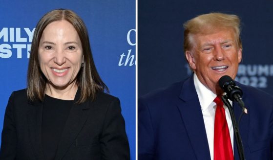 California Lt. Gov. Eleni Kounalakis attends an event on March 7 in Beverly Hills, California. Former President Donald Trump speaks during a campaign event in Waterloo, Iowa, on Tuesday.