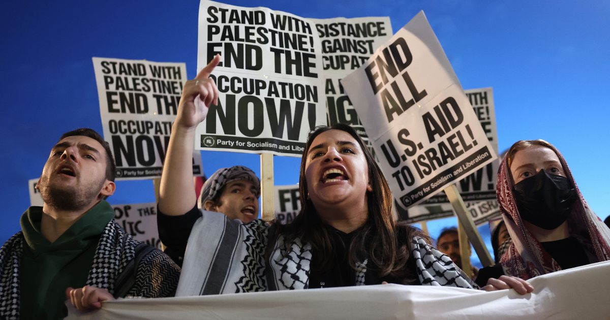 Pro-Palestinian demonstrators protest outside Union Station in Washington, D.C., on on Nov. 17.