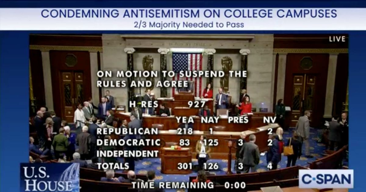 House members voted 303-126 to approve the resolution, with three voting "present." The final tally was adjusted after these numbers appeared on the screen.