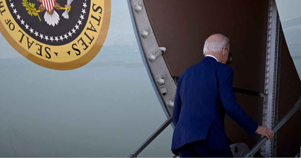 President Joe Biden boards Air Force One at Joint Base Andrews in Maryland on Friday.
