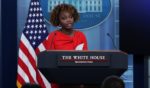 White House press secretary Karine Jean-Pierre speaks during a news briefing in the James S. Brady Press Briefing Room of the White House in Washington on Thursday.