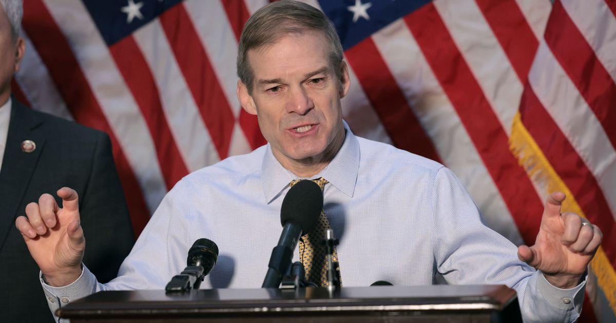 House Judiciary Committee Chairman Jim Jordan speaks during a Tuesday news conference in the Longworth House Office Building on Capitol Hill in Washington, D.C.