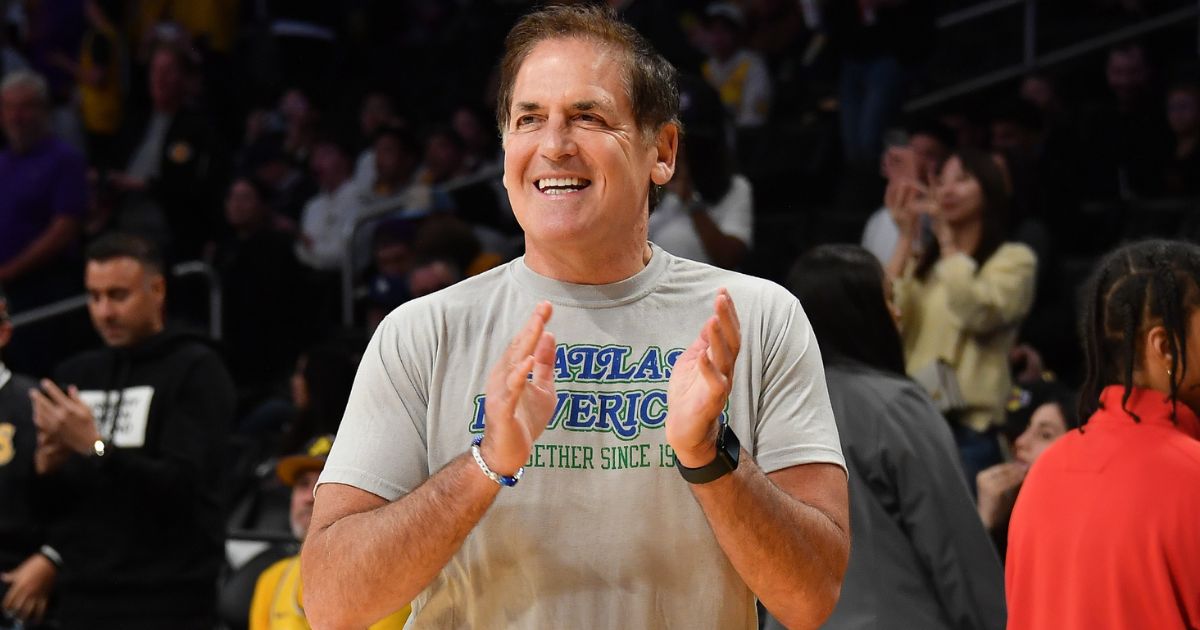 Dallas Mavericks owner Mark Cuban attends a basketball game against the Los Angeles Lakers at Crypto.com Arena in Los Angeles, California, on Nov. 22.