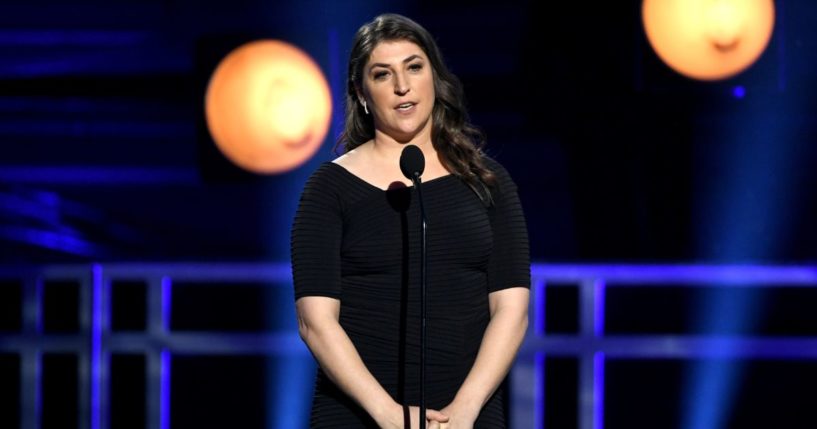 "Jeopardy" host and "Big Bang Theory" actress Mayim Bialik speaks onstage during the 24th annual Critics' Choice Awards January 13, 2019, in Santa Monica, California.