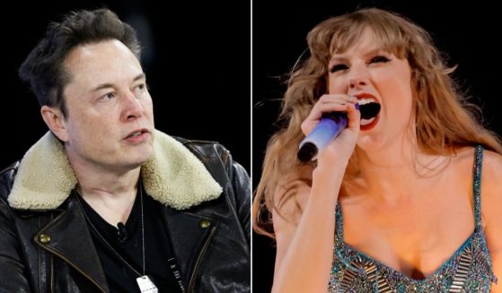 At left, Elon Musk speaks during The New York Times' annual DealBook summit in New York City on Nov. 29. At right, Taylor Swift performs onstage at SoFi Stadium in Inglewood, California, on Aug. 9.