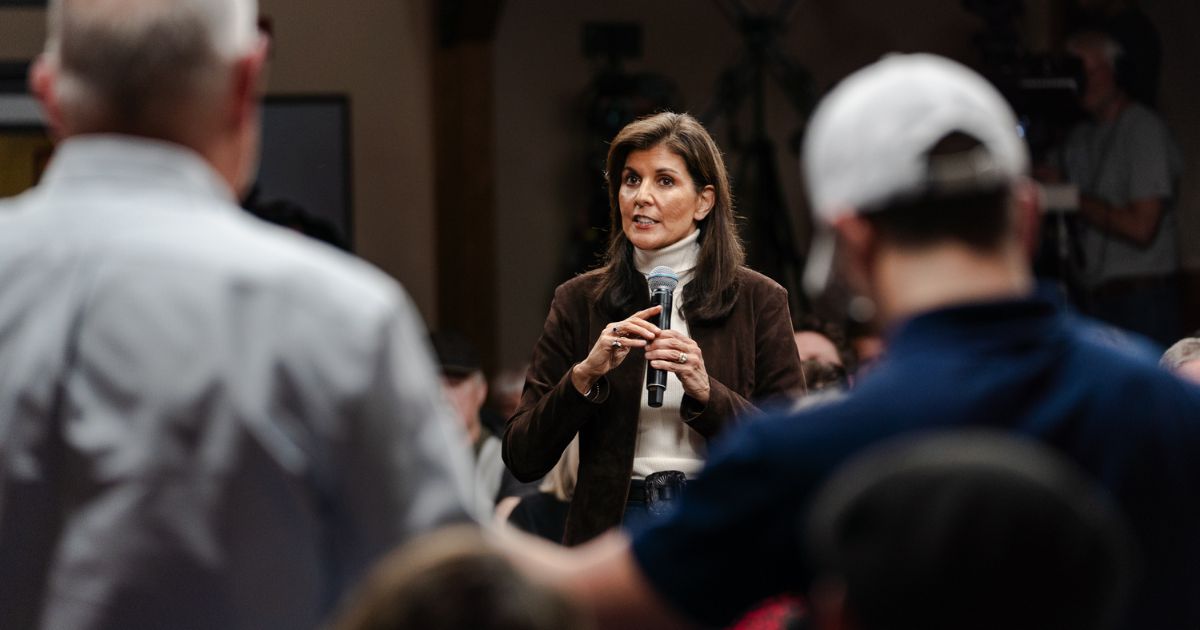 Republican presidential candidate Nikki Haley takes questions during a campaign event at McIntyre Ski Area in Manchester, New Hampshire, on Tuesday.