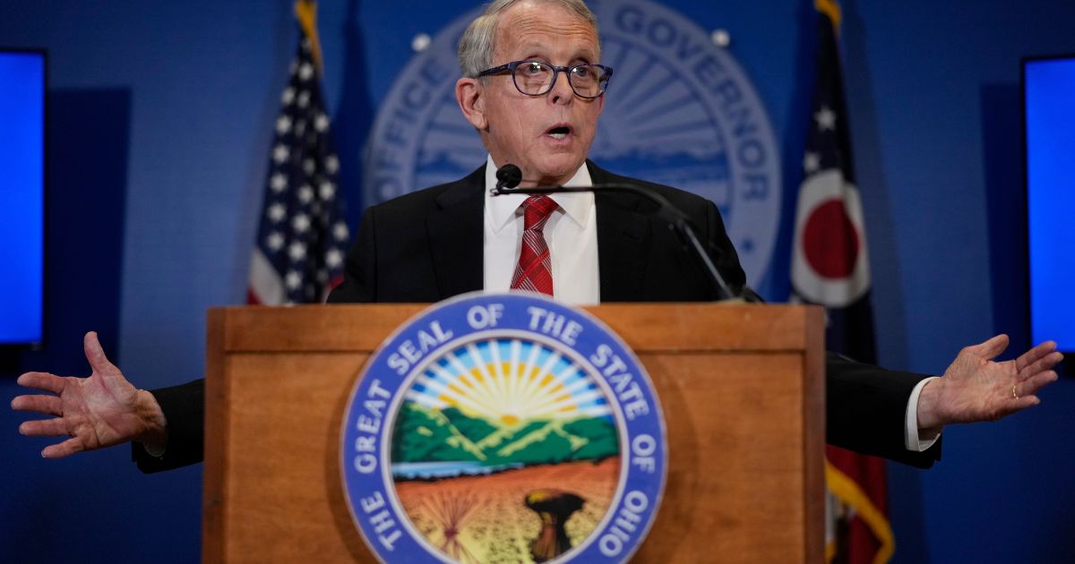 Ohio Gov. Mike DeWine speaks during a news conference Friday in Columbus, Ohio.
