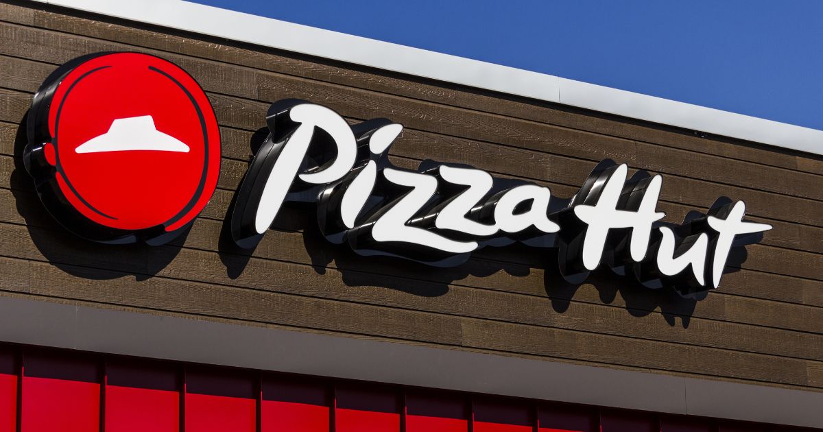 The Pizza Hut logo is seen in this stock image.