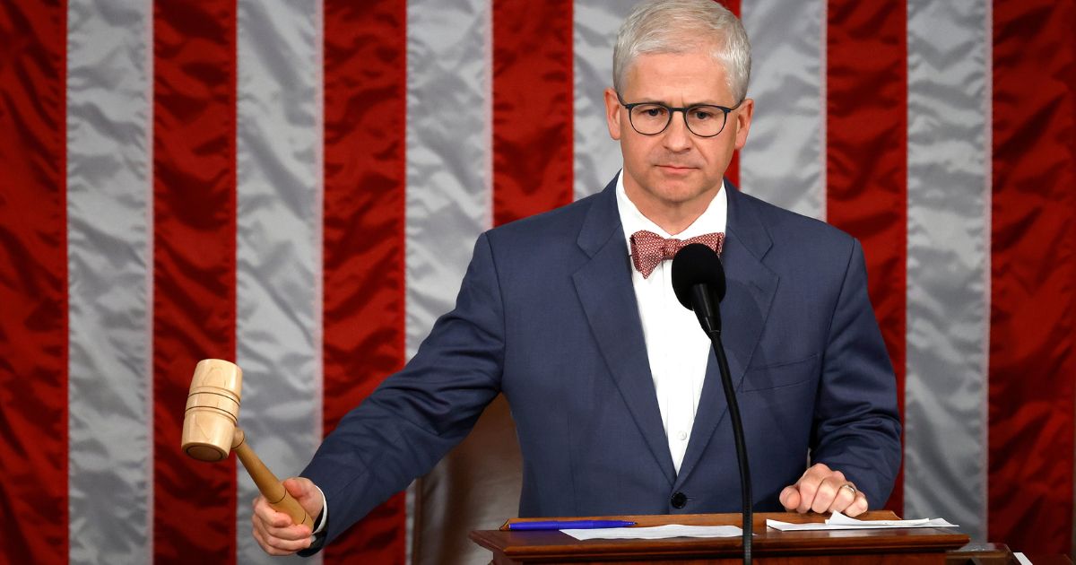 Rep. Patrick McHenry, serving as speaker pro tempore of the House, presides over the House of Representatives as they prepares to hold a vote on a new speaker in the U.S. Capitol in Washington, D.C., on Oct.18. McHenry announced he will not seek re-election in 2024.