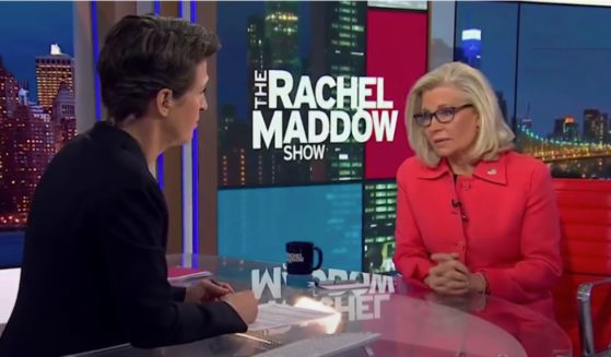Liz Cheney, right, appeared on "The Rachel Maddow Show" on Monday.