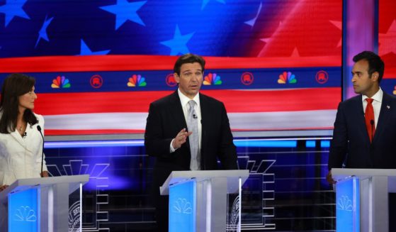 Republican primary candidates Nikki Haley, left, Ron DeSantis, middle, and Vivek Ramaswamy, right, participate in the third Republican primary debate in Miami, Florida, on Nov. 8. After the fourth RNC sponsored debate on Dec. 6, one report says CNN and ABC may try to host Republican debates in 2024.