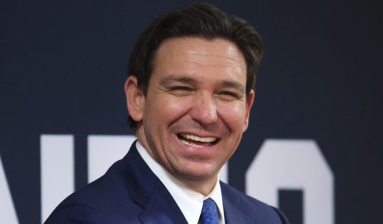 Republican presidential candidate and Florida Gov. Ron DeSantis speaks during the Scott County Fireside Chat at the Tanglewood Hills Pavilion in Bettendorf, Iowa, on Monday.