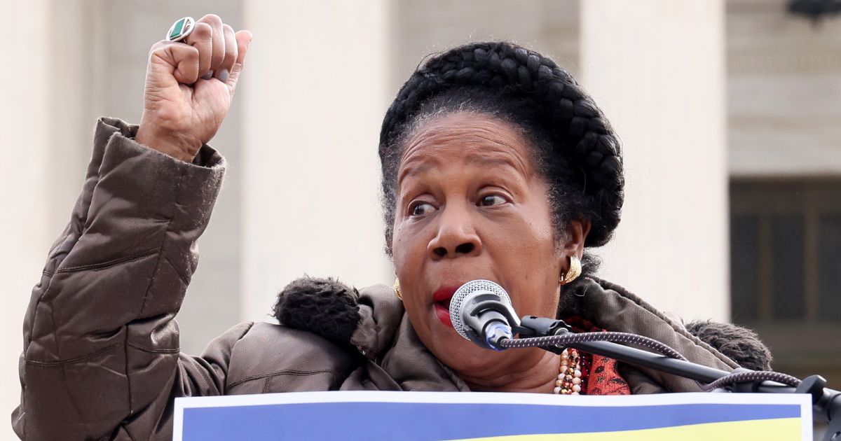 Democratic Rep. Sheila Jackson Lee of Texas speaks during a rally at the Supreme Court in Washington on Feb. 28.