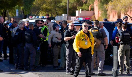 Las Vegas police respond to a shooting reported on the University of Nevada, Las Vegas, campus, on Wednesday in Las Vegas.