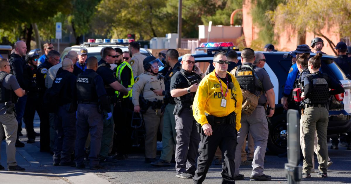 Las Vegas police respond to a shooting reported on the University of Nevada, Las Vegas, campus, on Wednesday in Las Vegas.