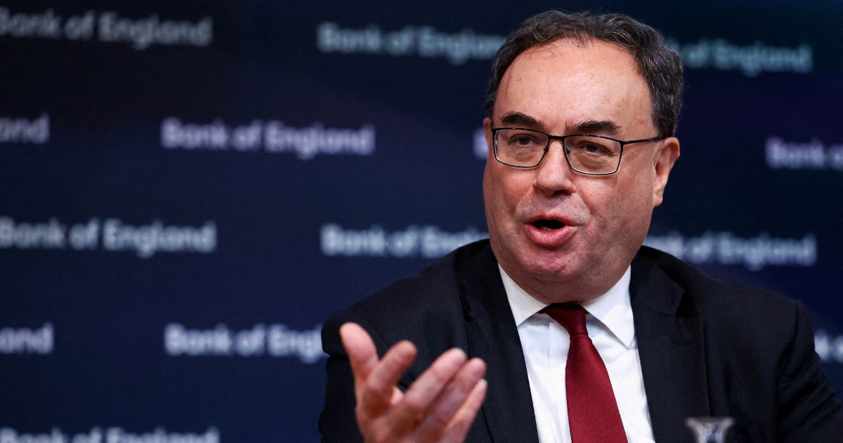 Governor of the Bank of England, Andrew Bailey attends the biannual Financial Stability Report press conference, at the Bank of England, in London, on Wednesday.