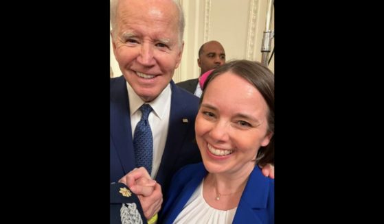 This Instagram screen shot shows Shenna Bellows with President Joe Biden.