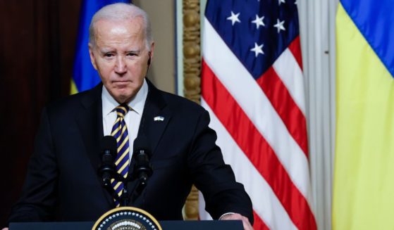 President Joe Biden speaks during a news conference with Ukrainian President Volodymyr Zelenskyy in the Indian Treaty Room of the Eisenhower Executive Office Building on Tuesday in Washington, D.C.
