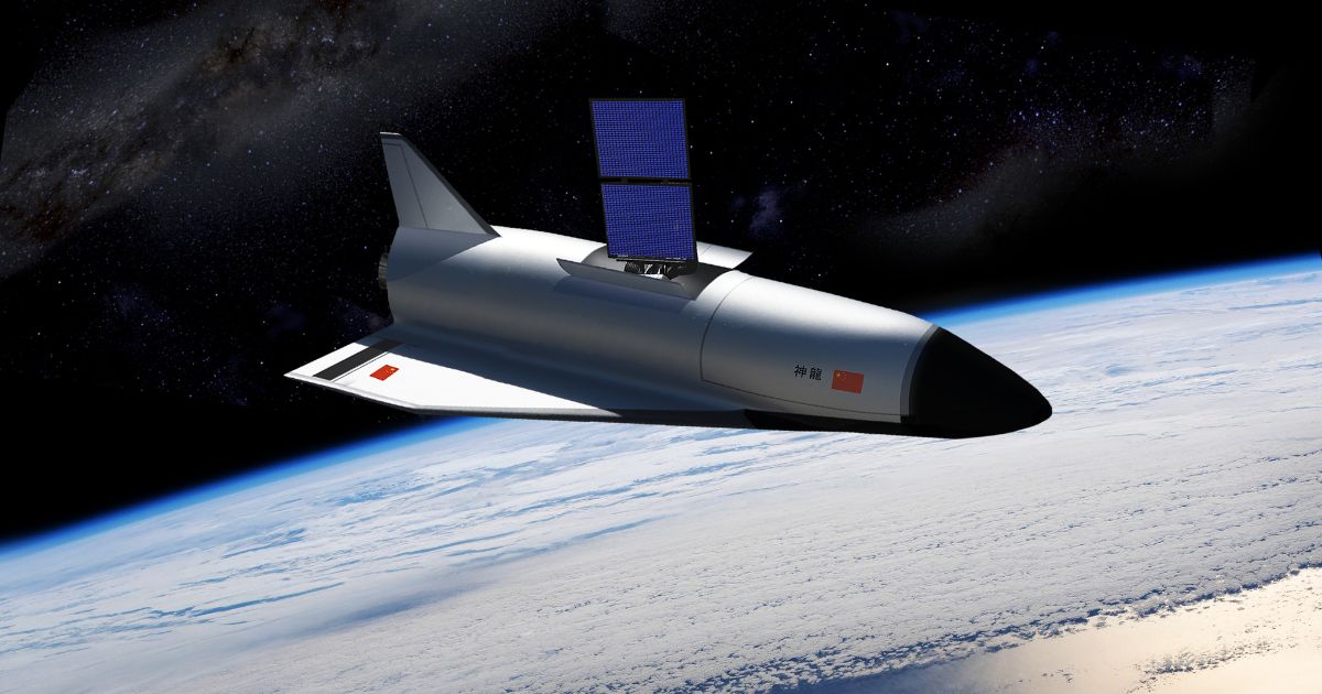 This stock image shows the proposed People’s Republic of China (PRC) Shenlong (Divine Dragon) autonomous spaceplane in Earth Orbit.